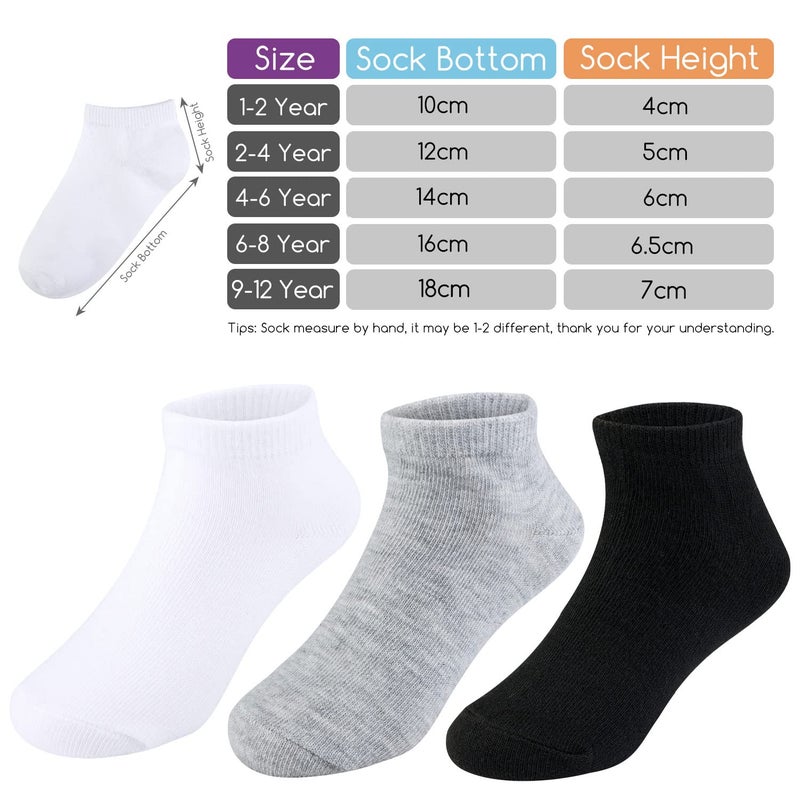 BOOPH Kids Socks for Boys Girls Low Cut Athletic Ankle Socks 6-8 Years White - Image 2